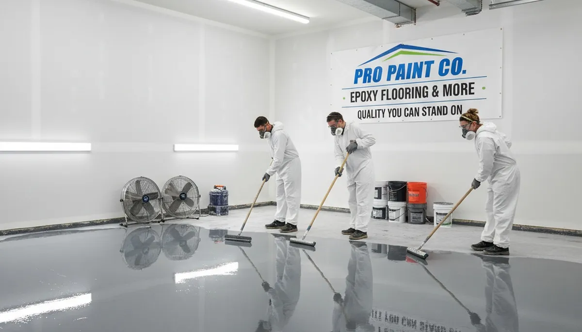Professional epoxy garage floor coating by house painters in Champaign, IL