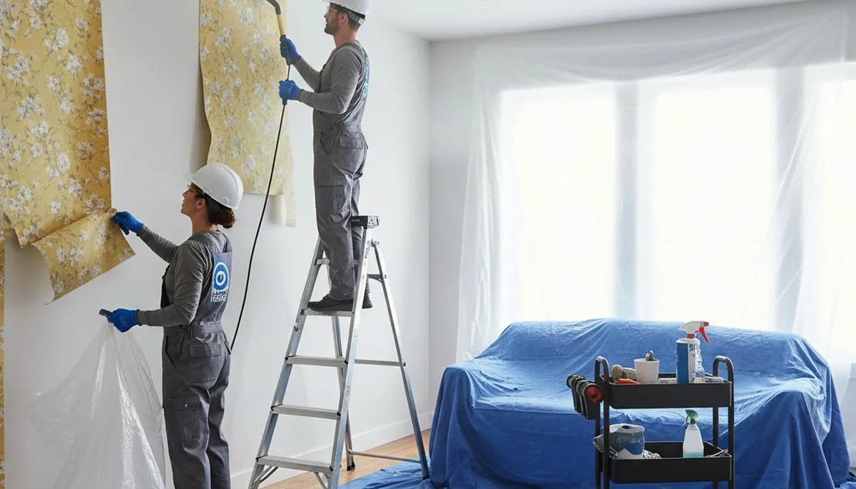 Professional wallpaper removal by house painters in Champaign, IL for smooth, clean interior walls